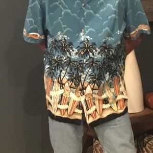 Vintage RJC Hawaiian  palm trees XL made in Hawaii 100% cotton